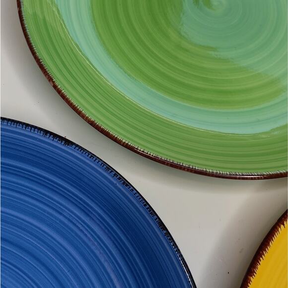 Vancasso Multicolored Stoneware Fiesta Round Dinner Plates Set of 4 - Picture 8 of 13